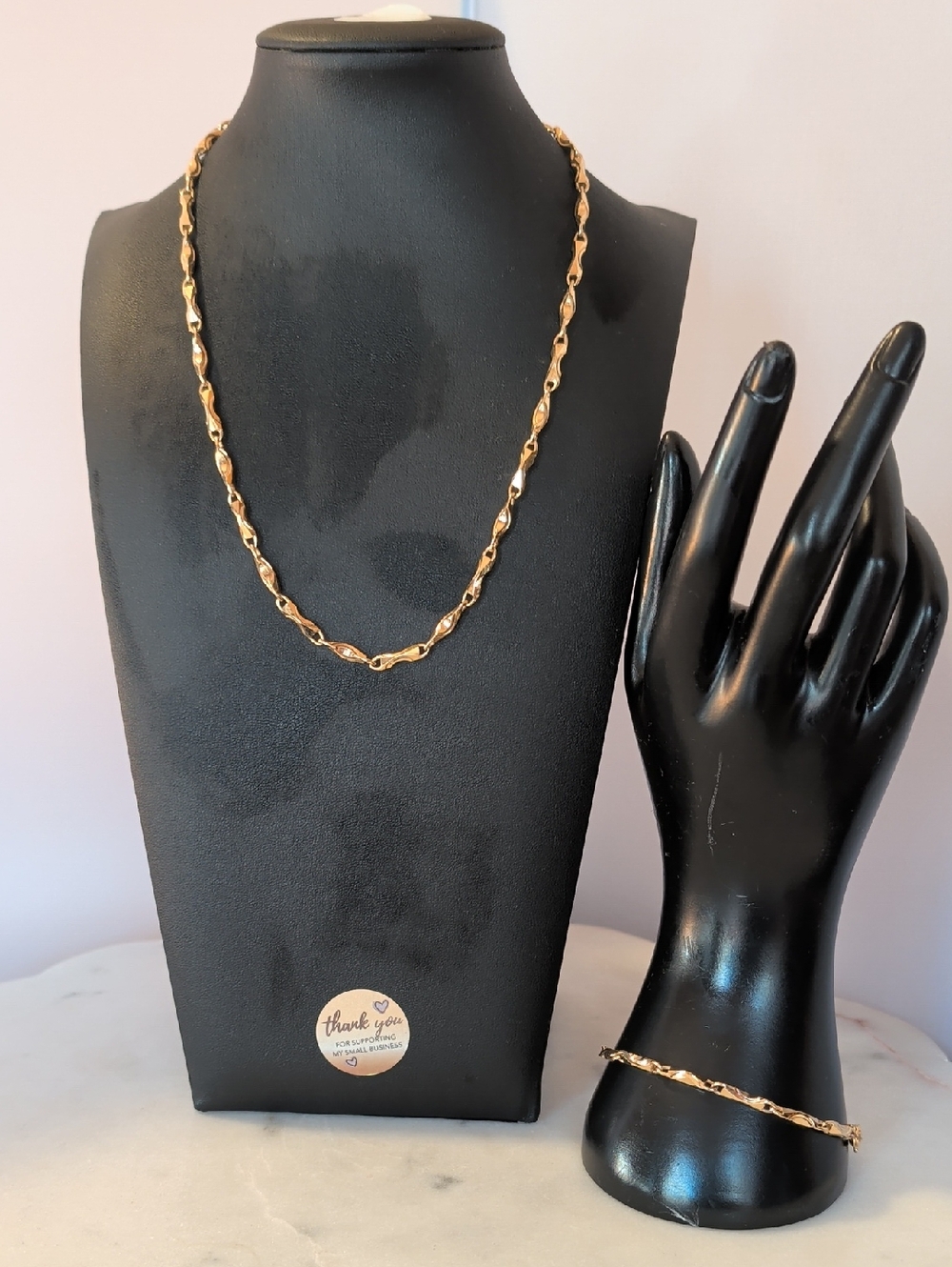 Gold Plated Chain Necklace Bracelet Set